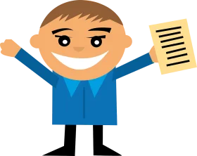 Cheerful Elementary School Student Holding Paper Clipart Illustration