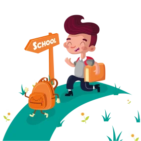 Cheerful Student Backpack Adventure: Playful School Journey Clipart Illustration