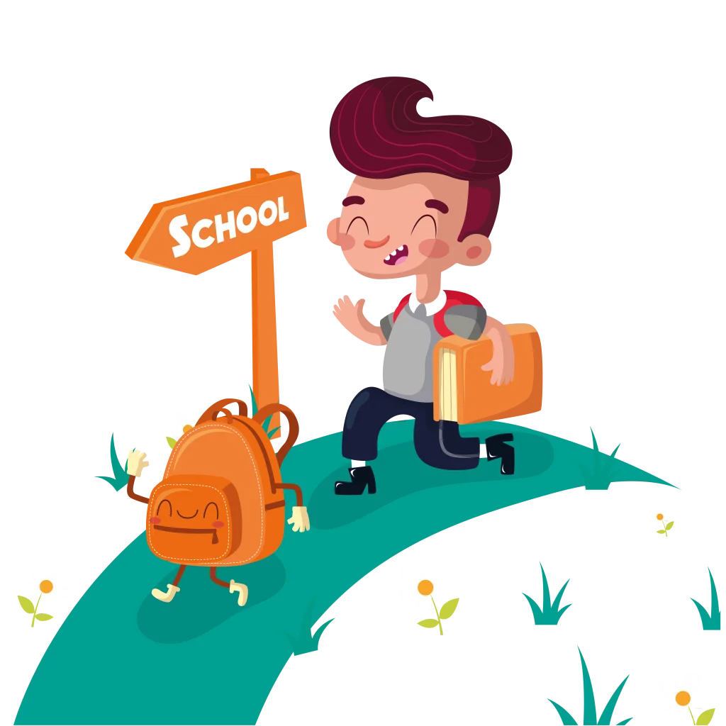 Cheerful Student Backpack Adventure: Playful School Journey Clipart Illustration