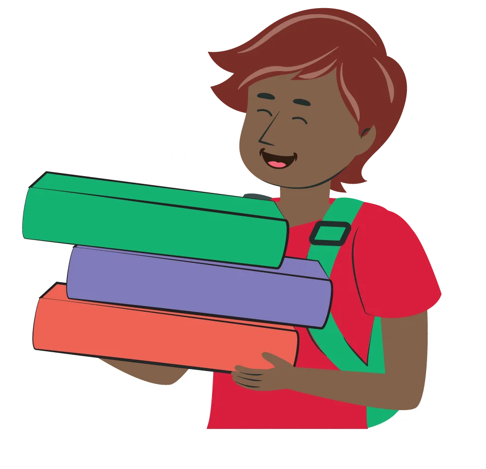 Cheerful Student Carrying Colorful Books Clipart Illustration