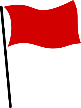 Crisp Red Flag Clipart Illustration with Flowing Fabric on Black Pole