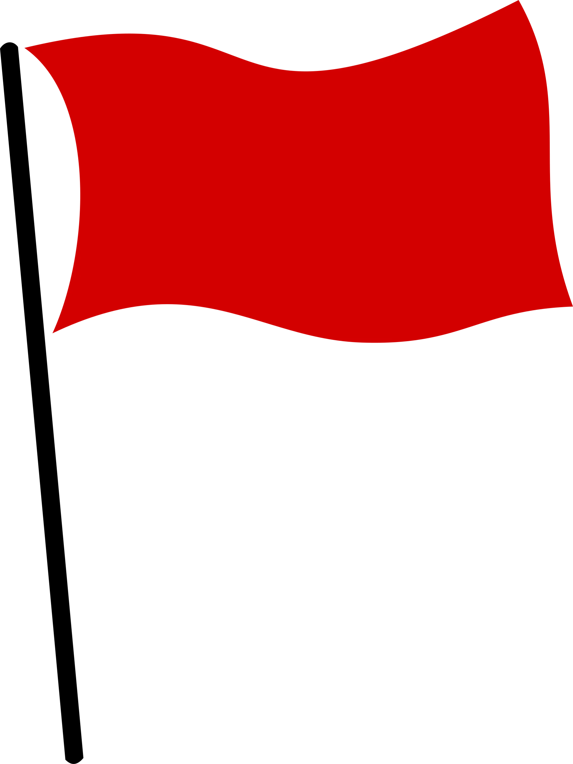 Crisp Red Flag Clipart Illustration with Flowing Fabric on Black Pole