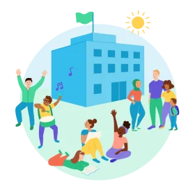 Diverse Student Community Campus Life Clipart Illustration Design