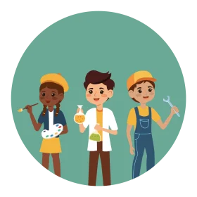 Diverse Young Students Exploring Professional Career Paths Clipart Illustration