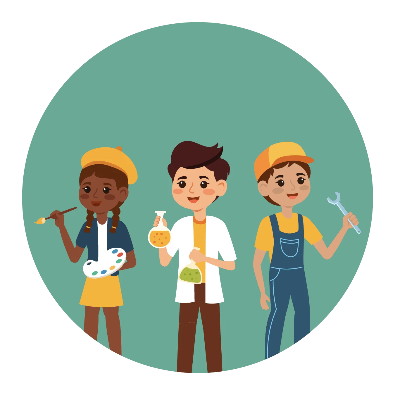 Diverse Young Students Exploring Professional Career Paths Clipart Illustration