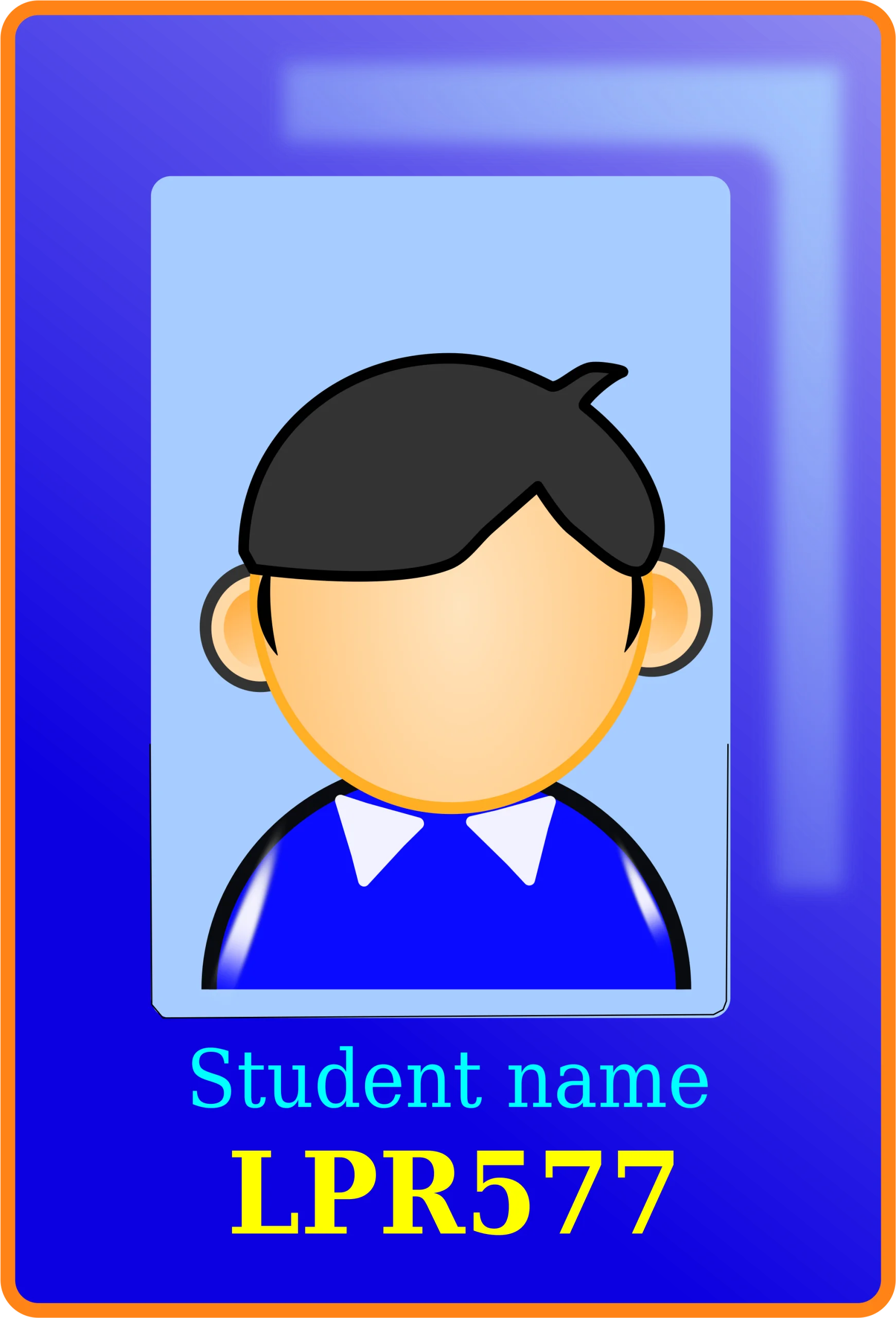 Elementary School Student Generic Profile Clipart with Blue Background