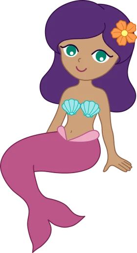 Enchanting Tropical Mermaid Clipart with Playful Ocean-Inspired Design