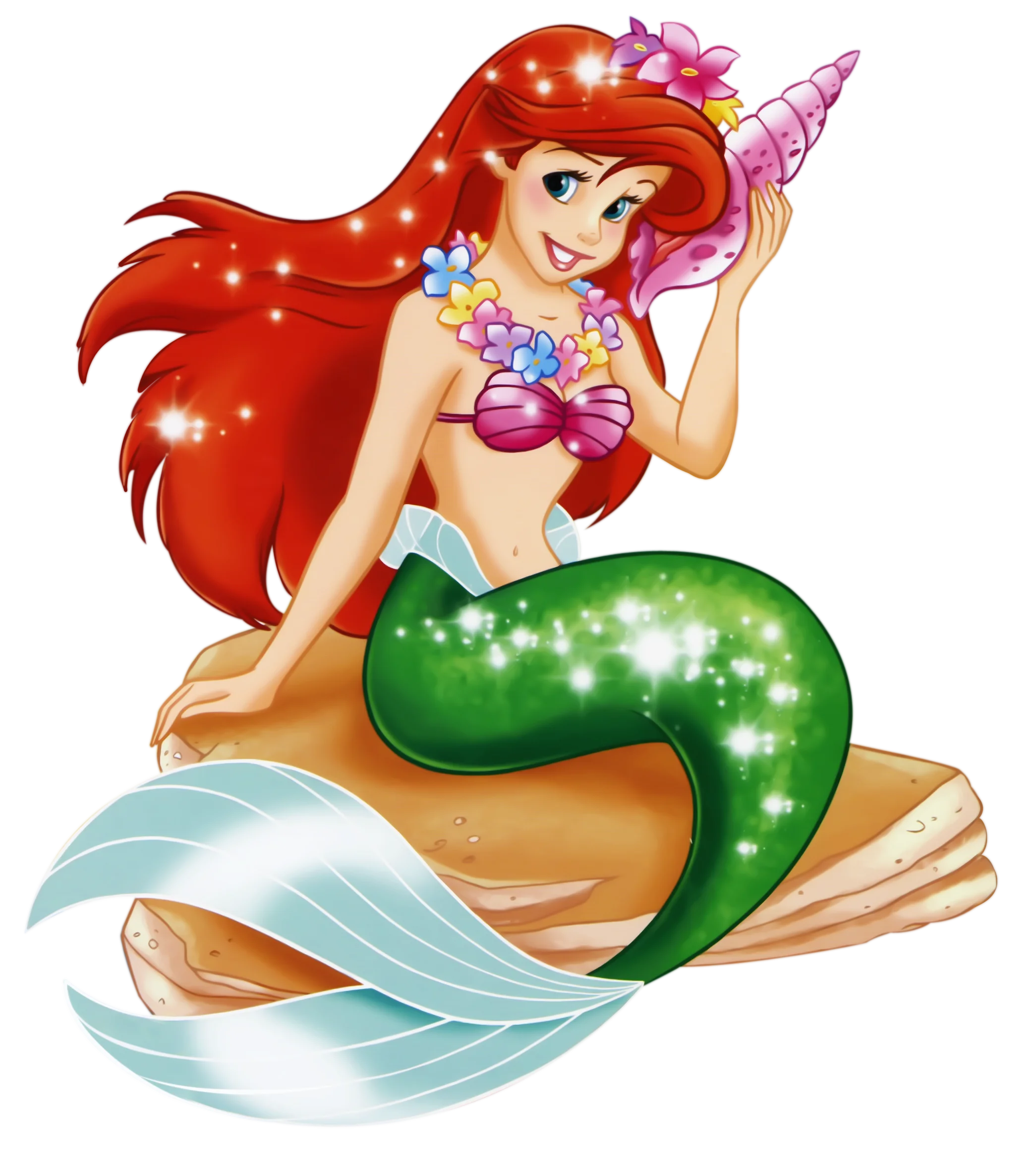 Enchanting Underwater Princess: Magical Mermaid Clipart with Seashell and Sparkling Tail