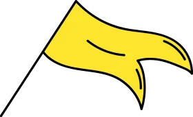 Minimalist Yellow Wavy Flag Clipart - Simple Graphic Design Element