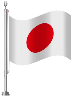 Official National Flag of Japan Clipart - Waving Design on Metallic Pole