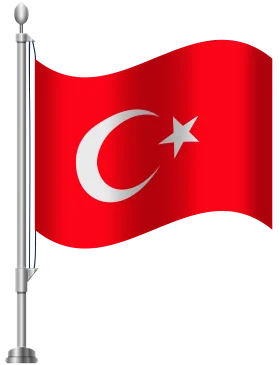Official National Flag of Turkey Waving Clipart with Crescent Moon and Star Symbol