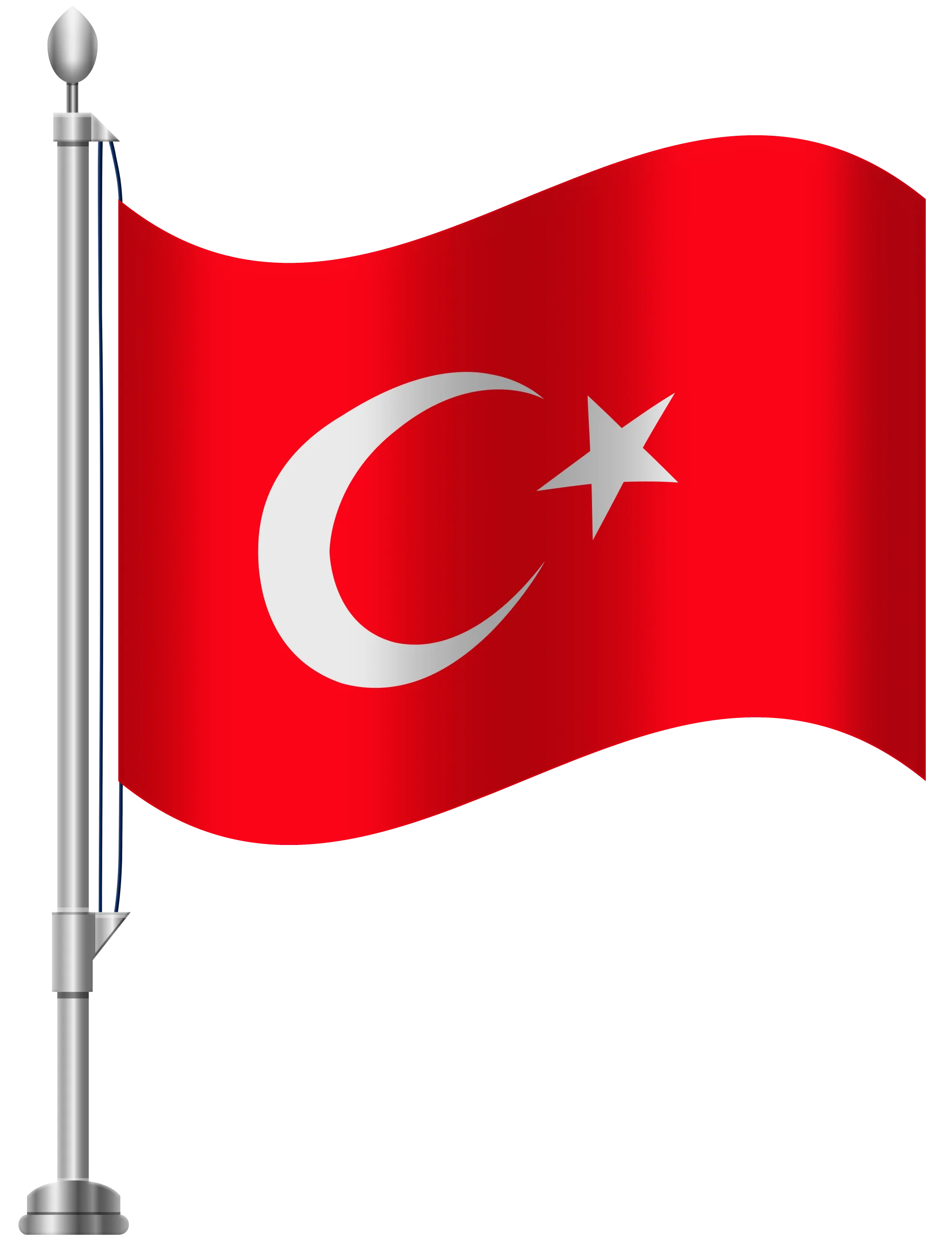 Official National Flag of Turkey Waving Clipart with Crescent Moon and Star Symbol