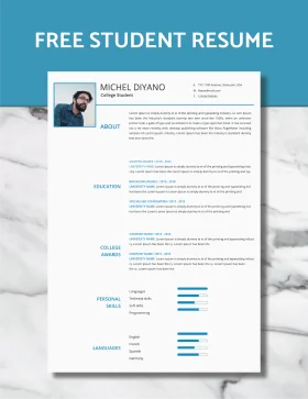 Professional Free Student Resume Template Clipart Design with Modern Layout