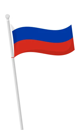 Russia National Flag Clipart - Patriotic Emblem Waving on Flagpole