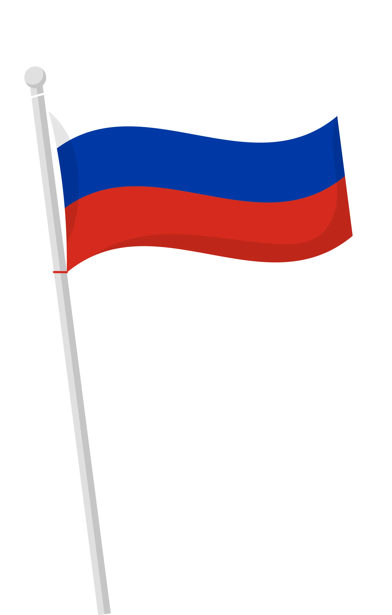 Russia National Flag Clipart - Patriotic Emblem Waving on Flagpole