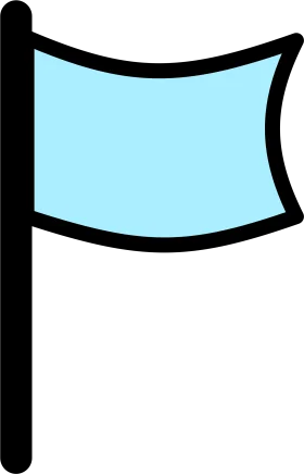 Simple Light Blue Wavy Flag Clipart Illustration with Black Outline