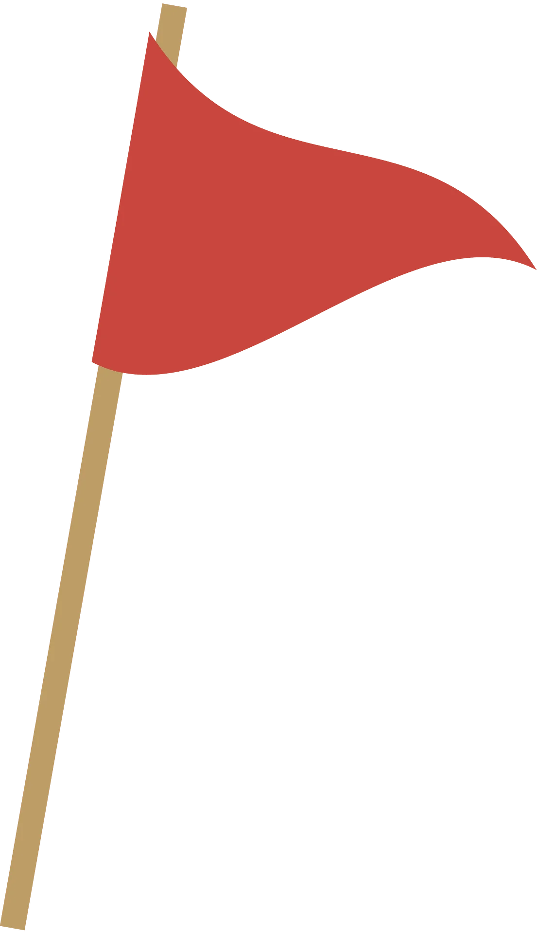 Simple Red Triangular Pennant Clipart with Wooden Pole Illustration