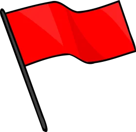 Simple Solid Red Flag Waving on Flagpole Clipart - Minimalist Design