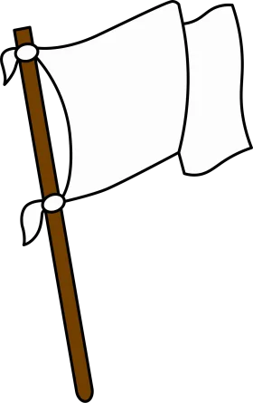 Simple White Blank Waving Flag Clipart Design with Wooden Pole