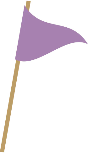 Soft Lavender Triangular Pennant Clipart with Wooden Stick and Subtle Curves