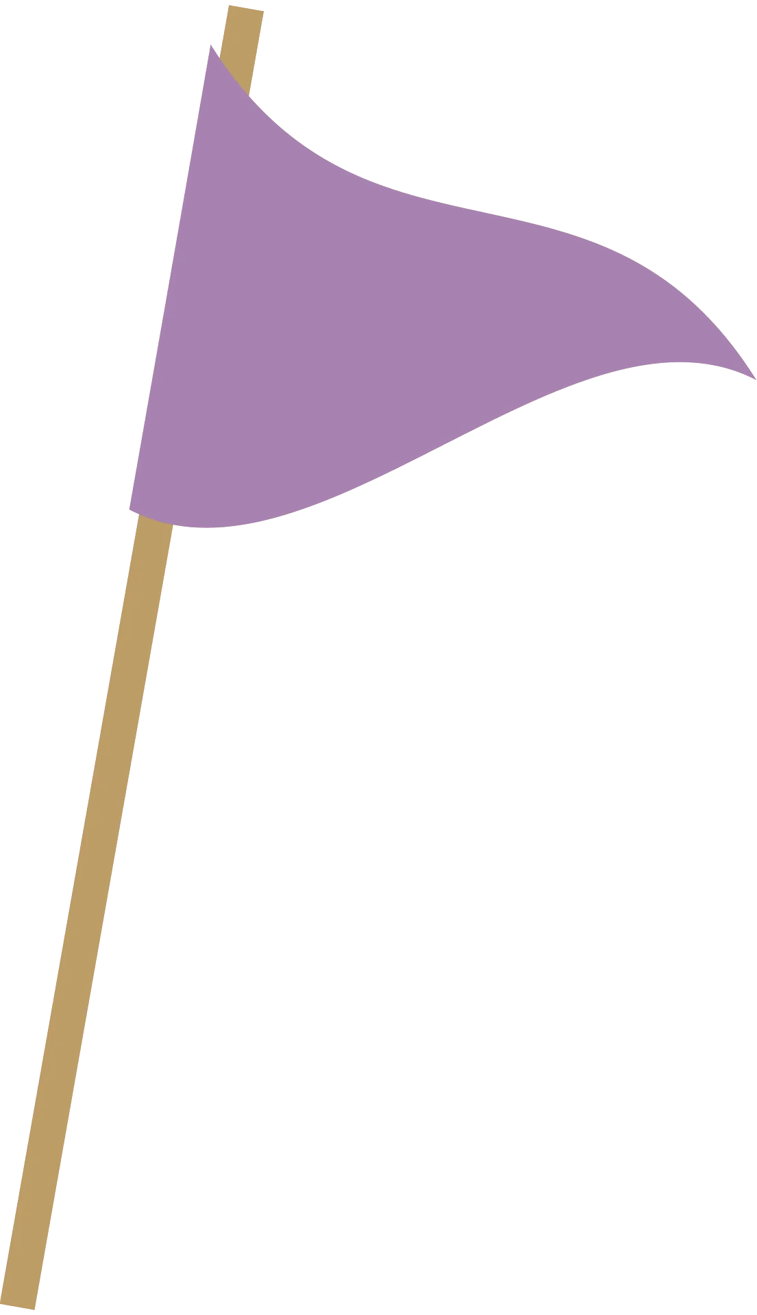 Soft Lavender Triangular Pennant Clipart with Wooden Stick and Subtle Curves