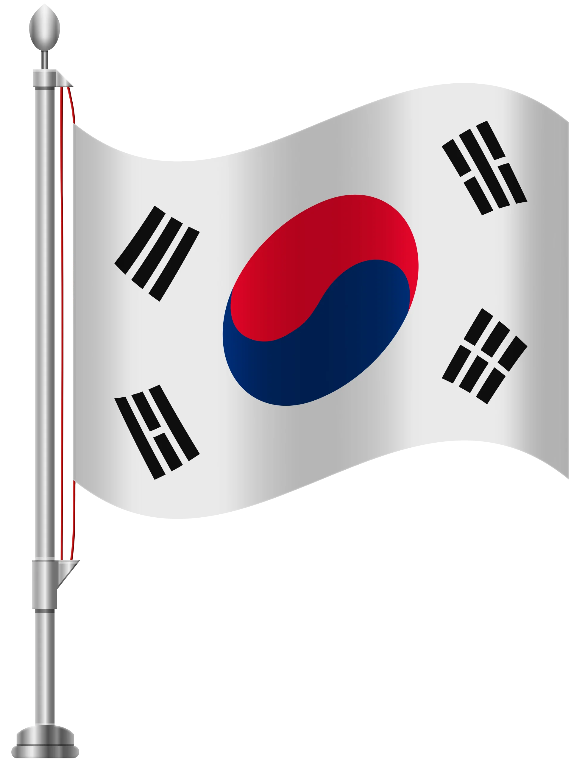 South Korean National Flag Clipart - Symbolic Representation on Metal Pole
