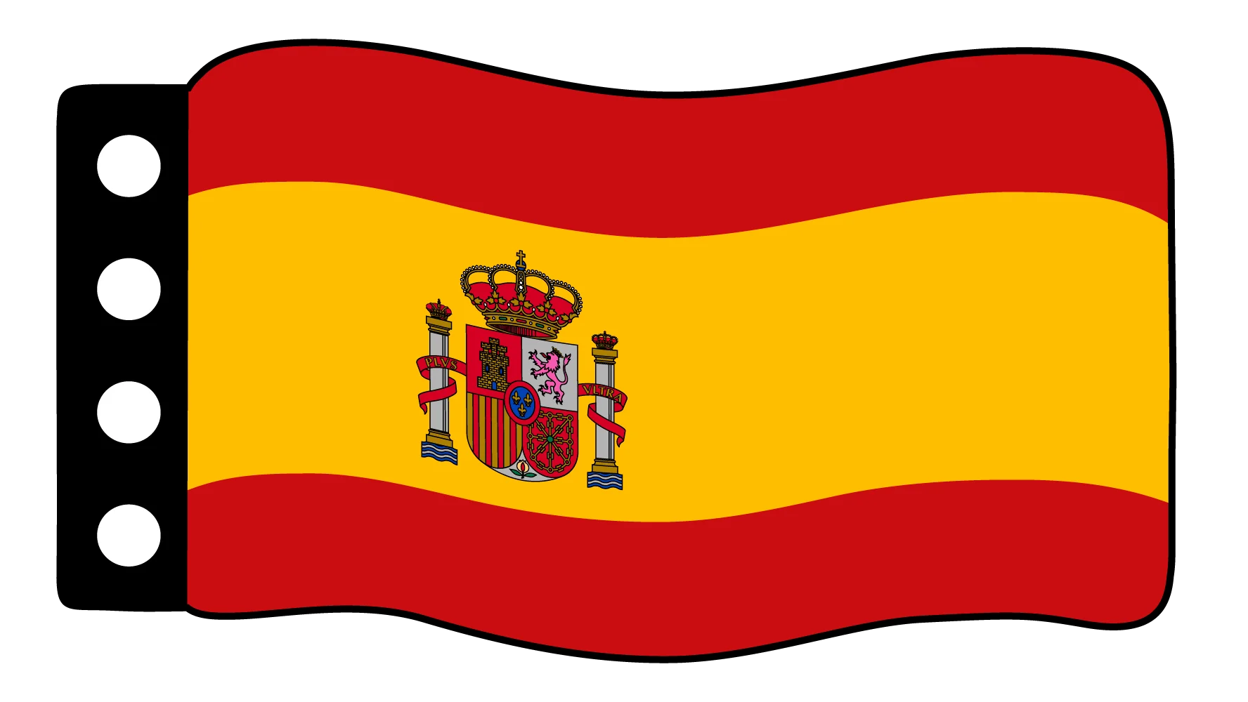 Spanish National Flag Stylized Clipart Design with Wavy Graphic Illustration