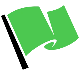 Stylized Green Waving Flag Clipart with Dynamic Curved Design Element