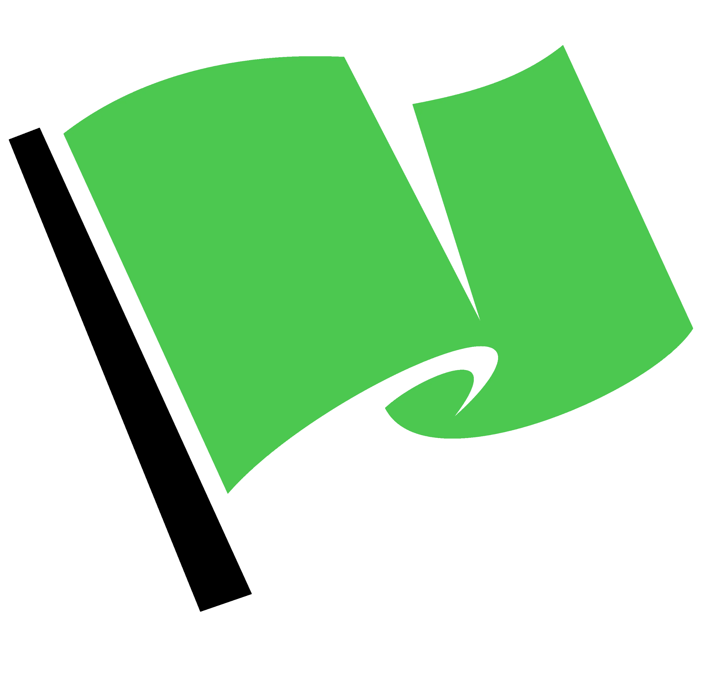 Stylized Green Waving Flag Clipart with Dynamic Curved Design Element