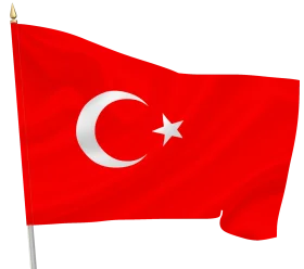 Turkish National Flag Clipart - Waving Patriotic Emblem with Crescent and Star
