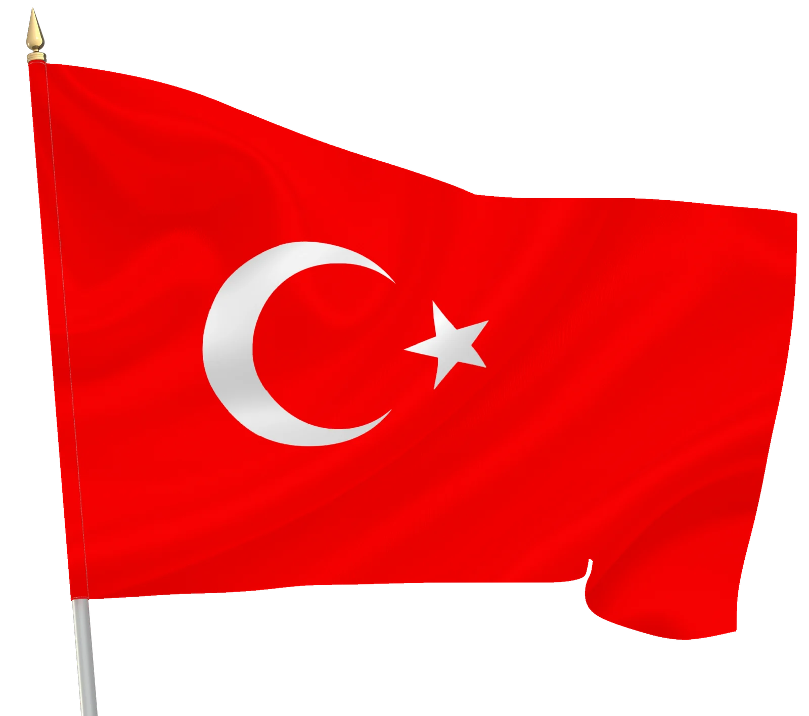 Turkish National Flag Clipart - Waving Patriotic Emblem with Crescent and Star