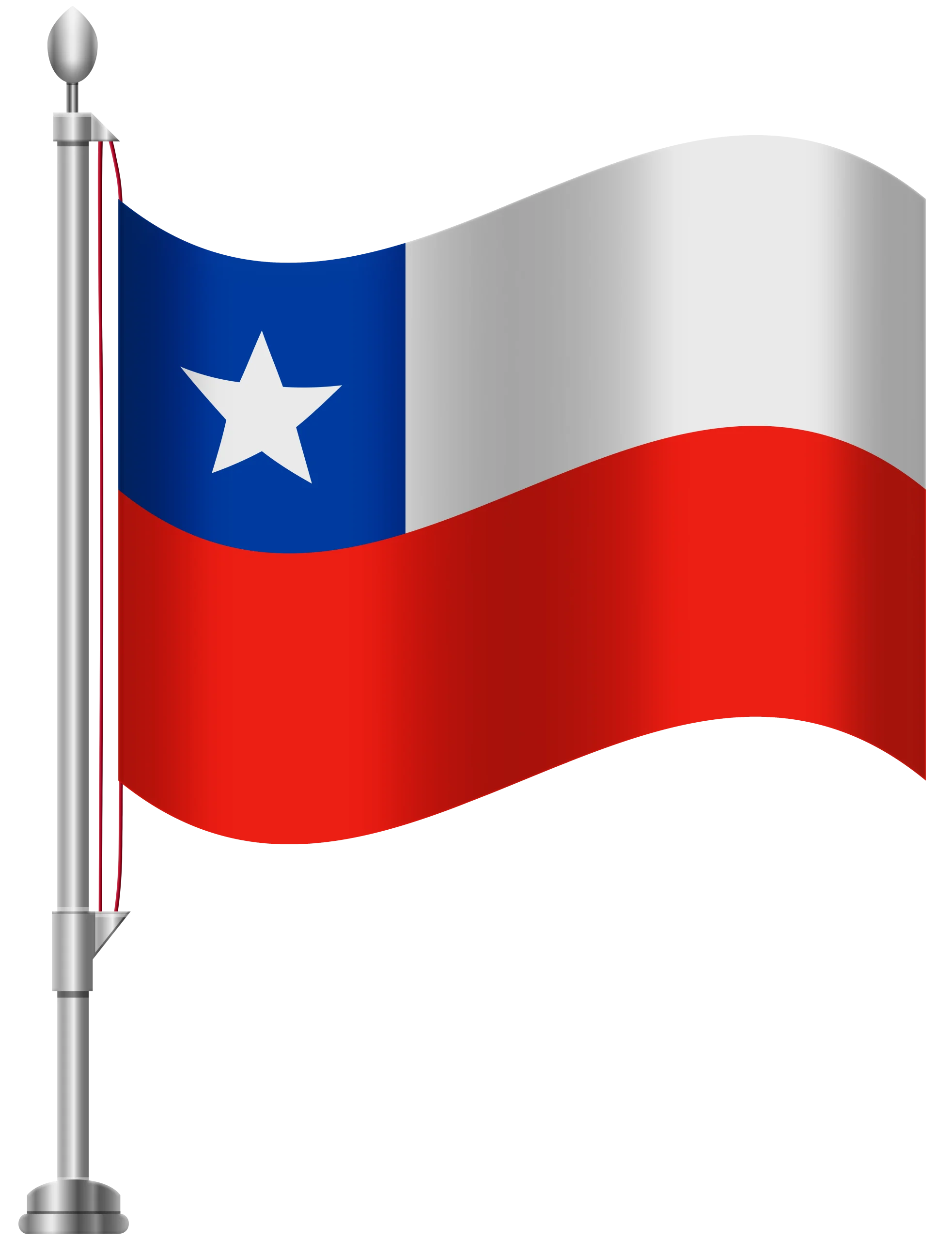 Waving Chilean National Flag Clipart with Star and Patriotic Colors