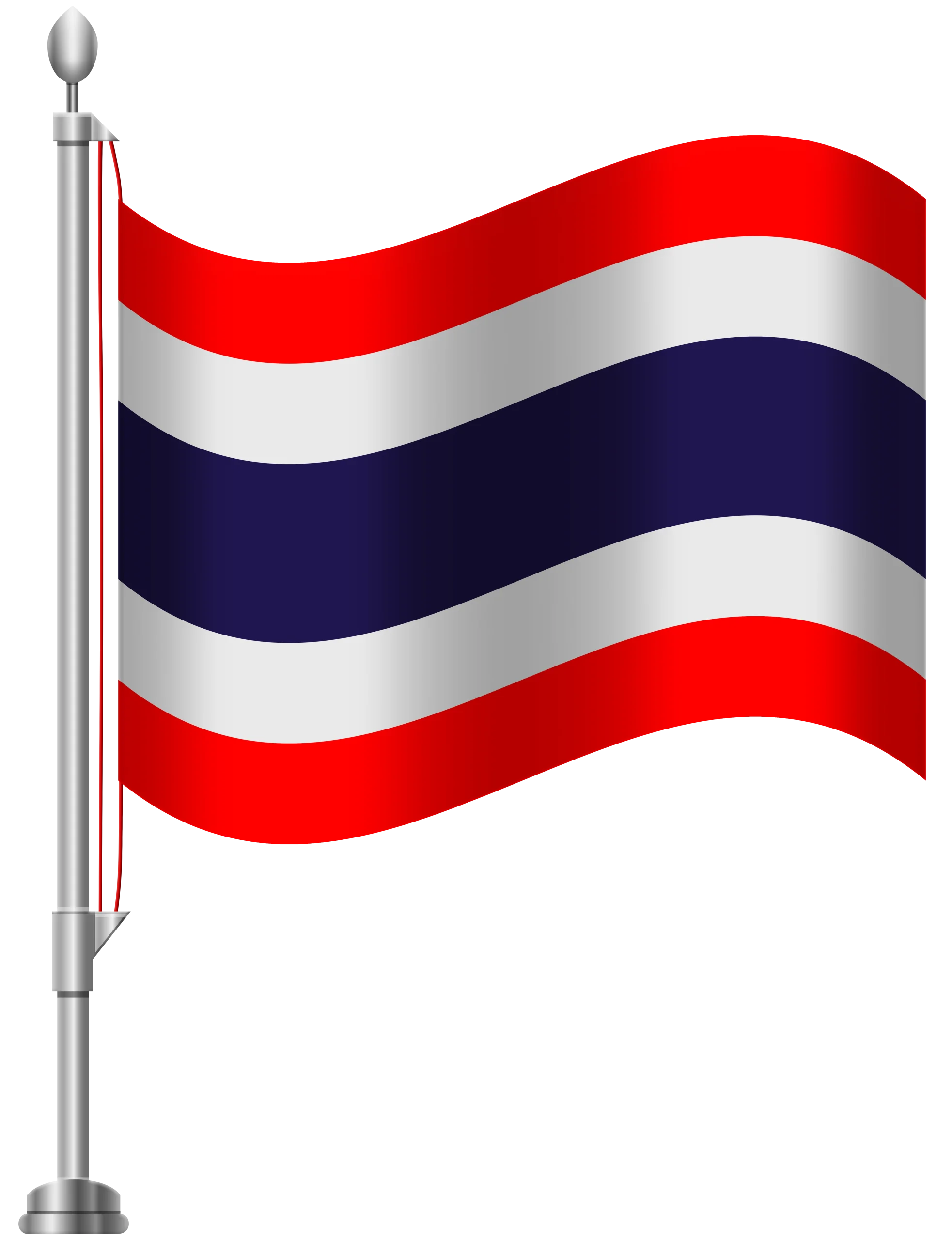 Waving National Flag of Thailand Clipart with Distinctive Color Bands