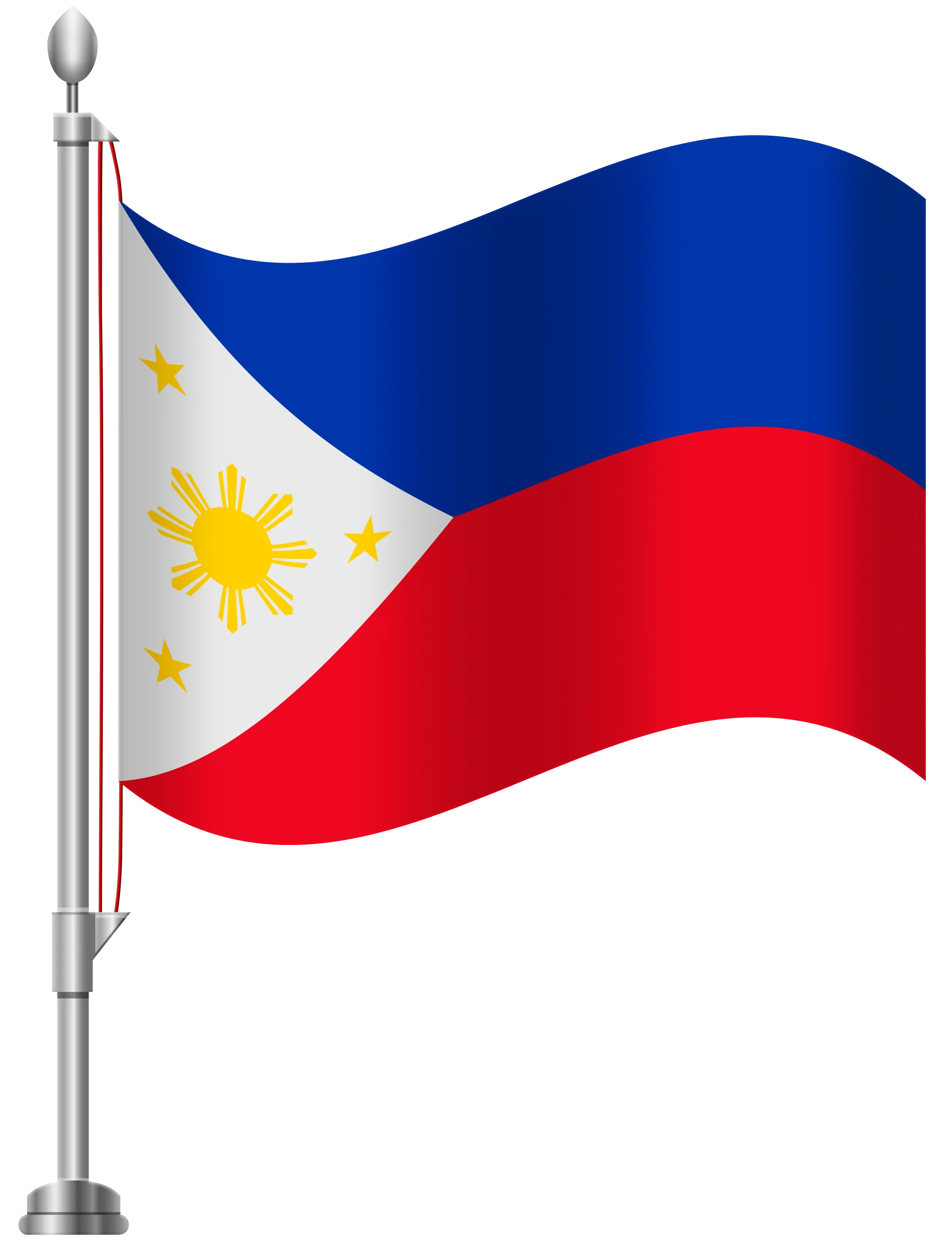 Waving Philippine National Flag Clipart - Patriotic Symbol on Metal Pole