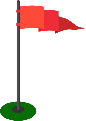 Waving Red Flag Clipart on Sturdy Green Base Illustration Design