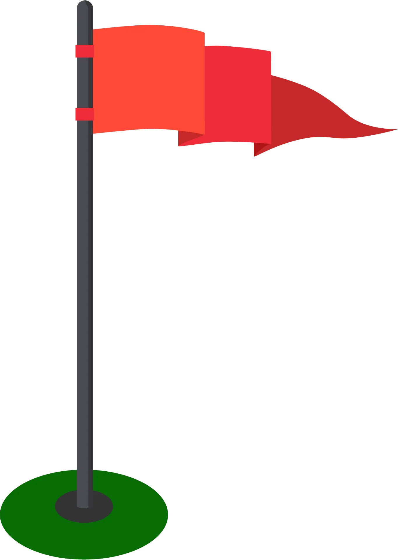 Waving Red Flag Clipart on Sturdy Green Base Illustration Design