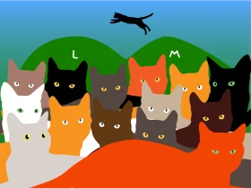 Whimsical Gathering of Stylized Cats Clipart: A Colorful Feline Collective