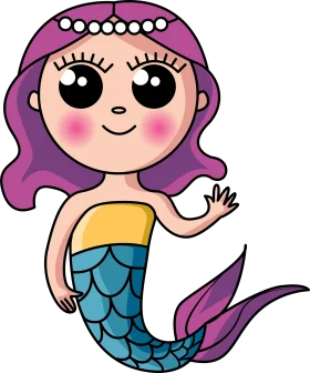 Adorable Purple-Haired Mermaid Kawaii Clipart with Enchanting Ocean Charm