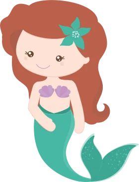 Adorable Whimsical Sea Maiden Mermaid Clipart for Magical Ocean Designs