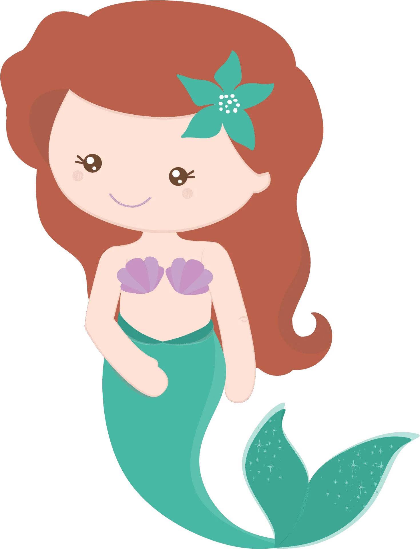 Adorable Whimsical Sea Maiden Mermaid Clipart for Magical Ocean Designs