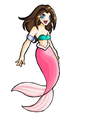 Charming Cartoon Mermaid Clipart: Whimsical Sea Maiden with Playful Expression