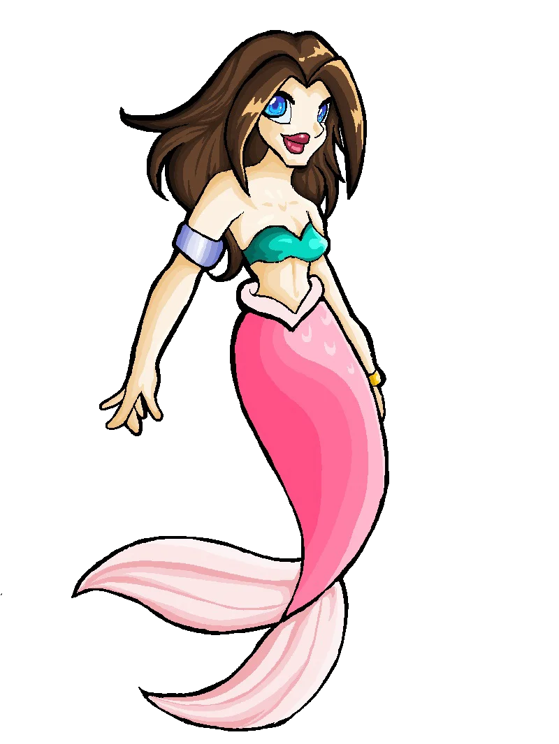 Charming Cartoon Mermaid Clipart: Whimsical Sea Maiden with Playful Expression
