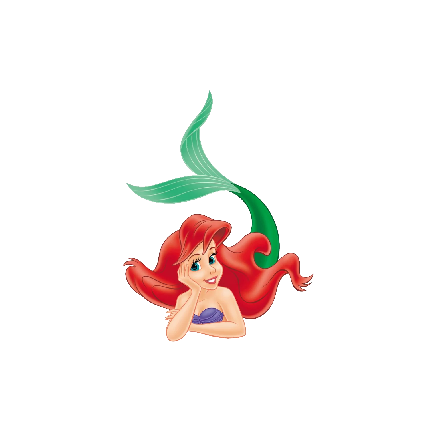 Enchanting Little Mermaid Cartoon Clipart with Flowing Red Hair and Playful Pose