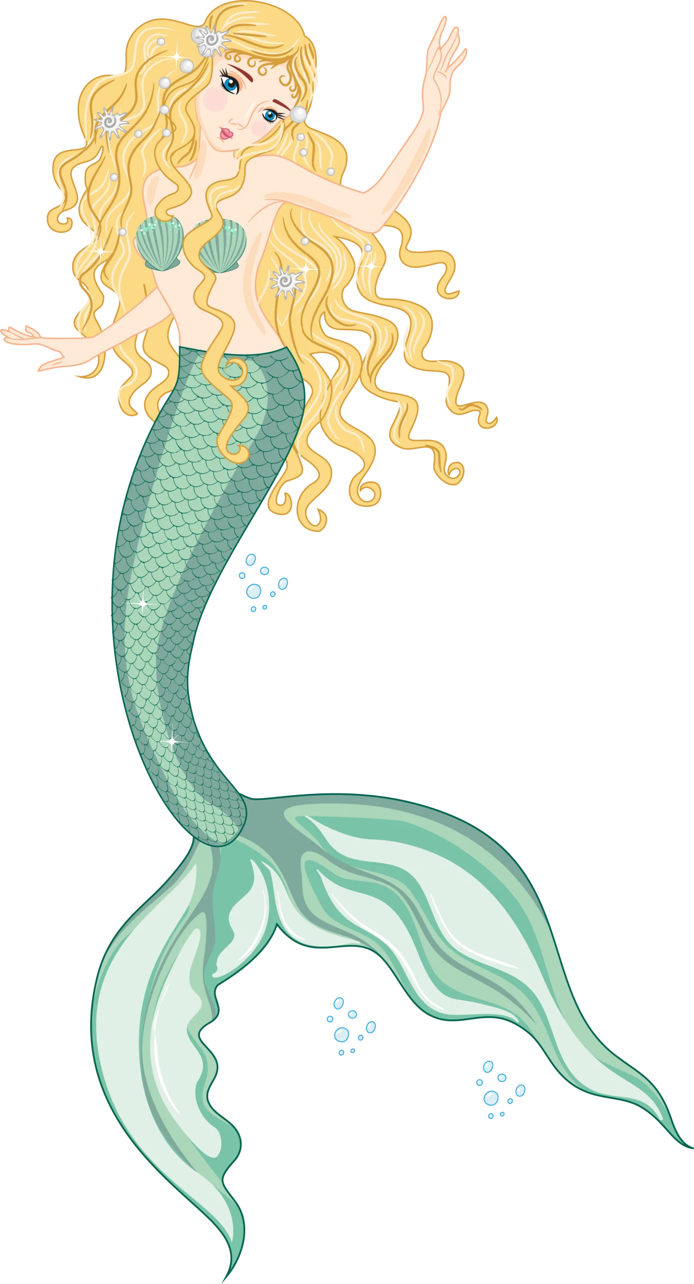 Enchanting Ocean Princess Blonde Mermaid Watercolor Clipart Design