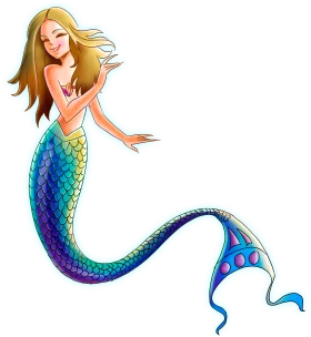 Enchanting Oceanic Dreamscape: Whimsical Mermaid Tail Clipart Illustration