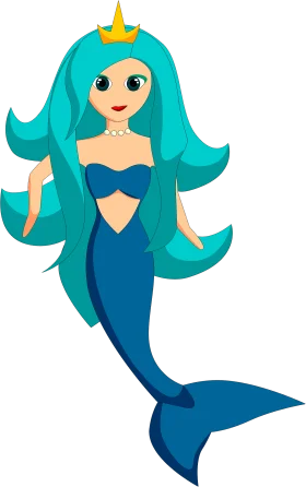 Enchanting Teal-Haired Mermaid Princess Underwater Clipart Design