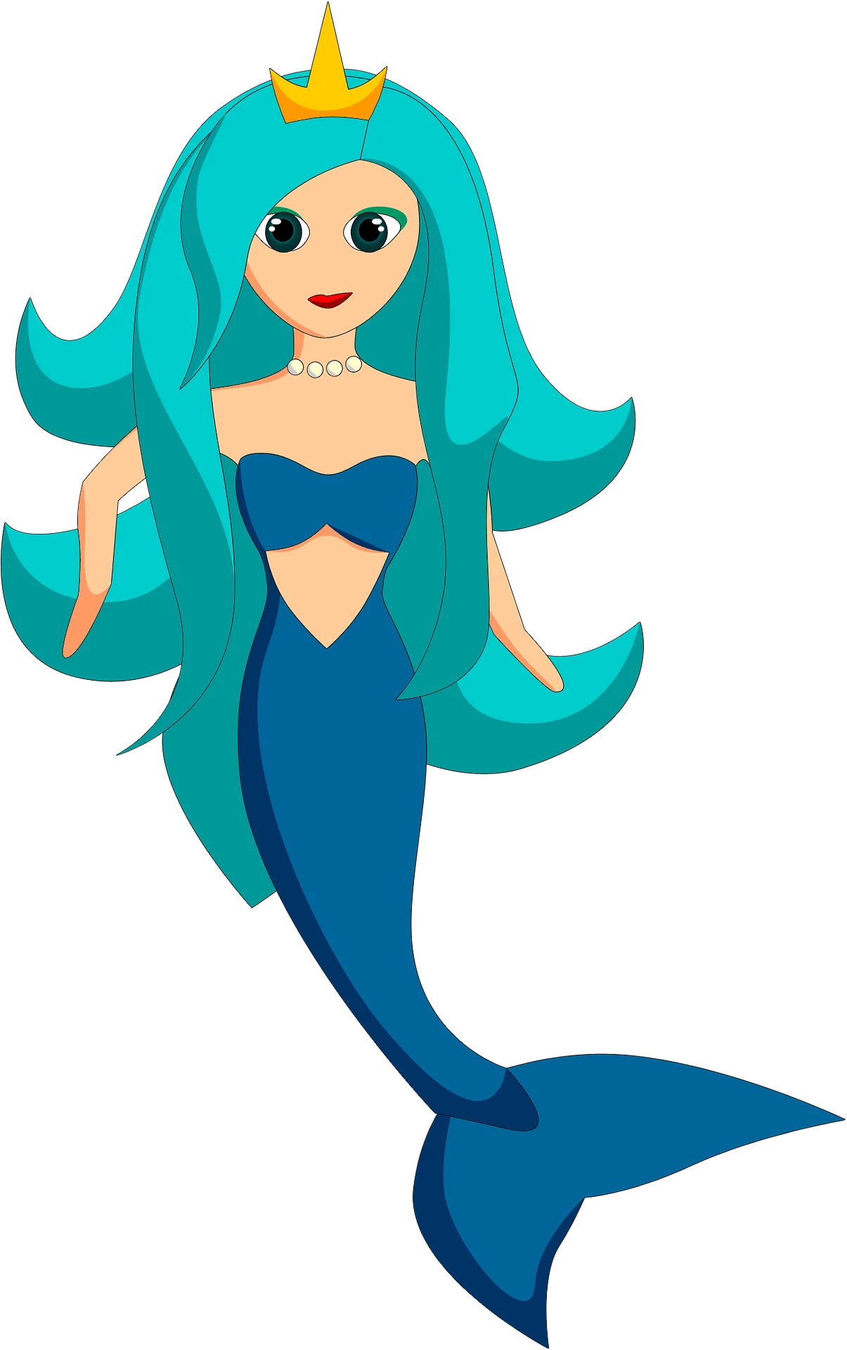 Enchanting Teal-Haired Mermaid Princess Underwater Clipart Design