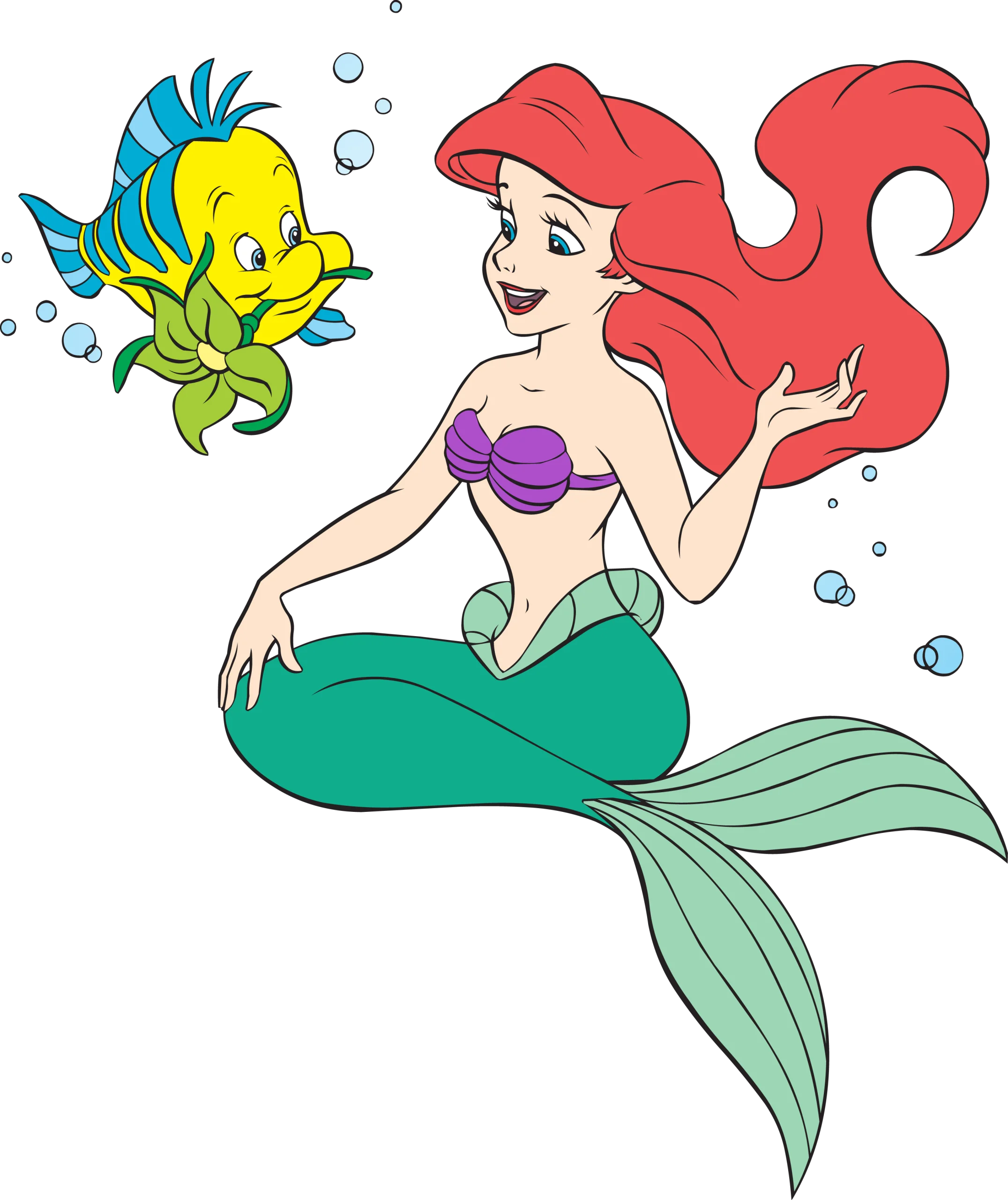 Enchanting Underwater Fantasy Mermaid and Tropical Fish Clipart Illustration