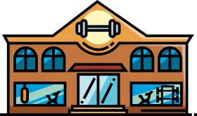 Classic Fitness Center Cartoon Clipart Illustration with Exercise Equipment