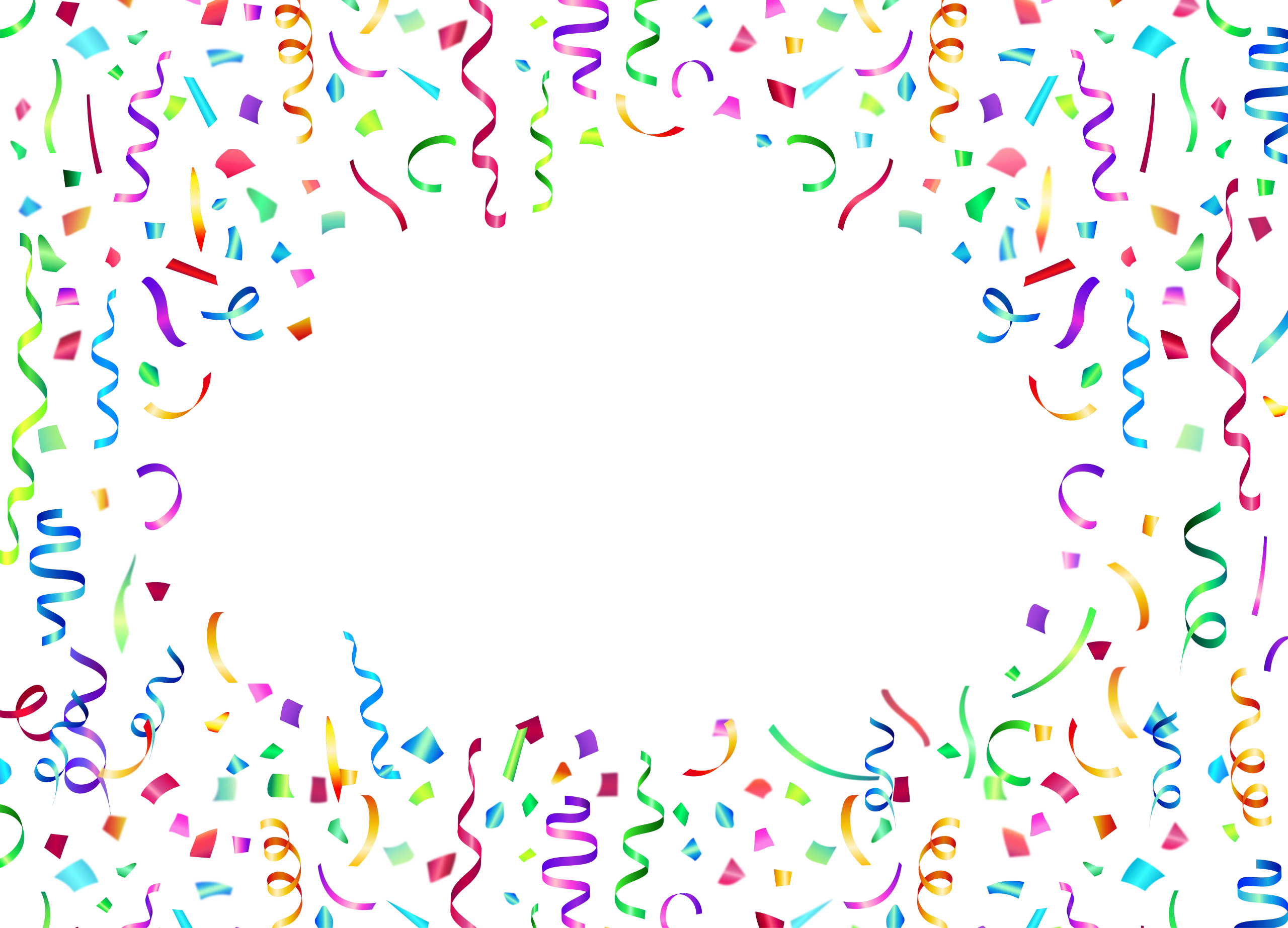 Colorful Celebration Confetti Clipart Border with Playful Scattered Streamers